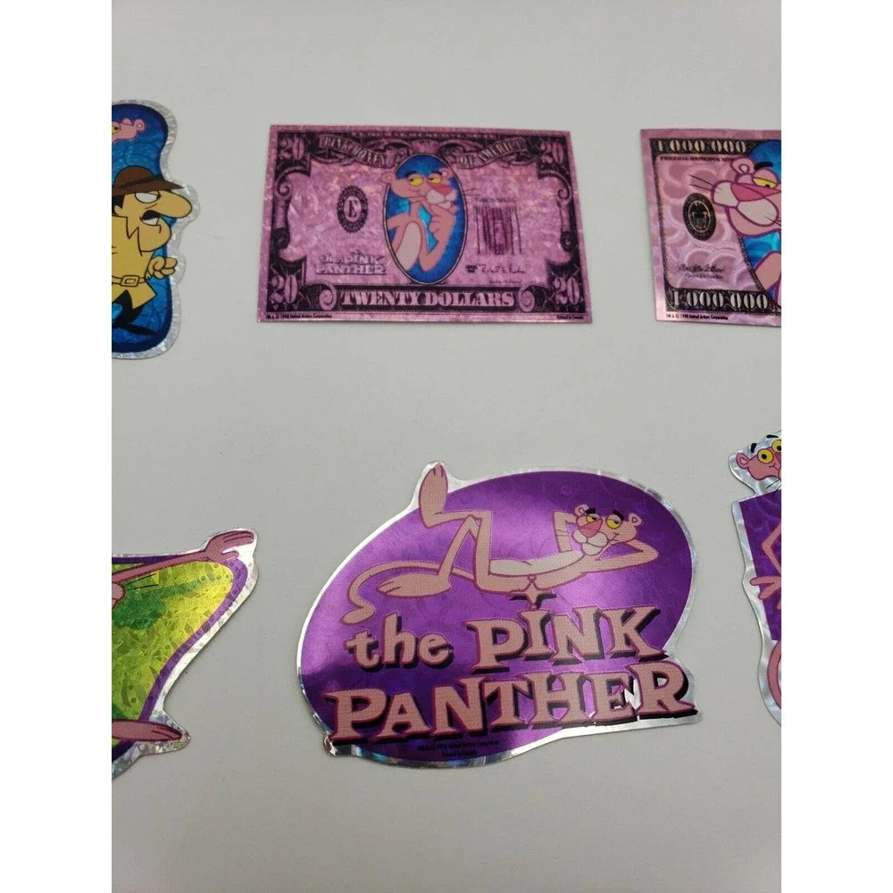 6 Vintage Stickers Pink Panther Cartoon Prism Vending Machine Stickers 1998